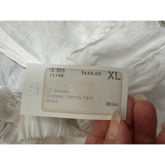 CP Shades Wendy Wide Leg Solid White Linen Pull on Pants Women's XL - Picture 12 of 12